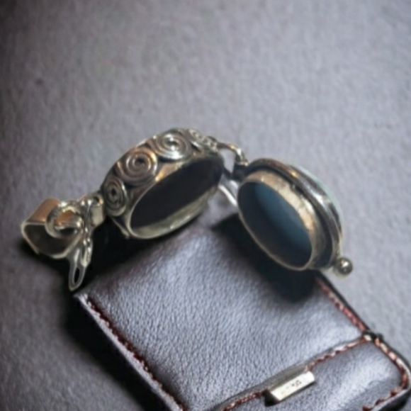 Larimar Poison Box Pendant Necklace - Picture 10 of 12